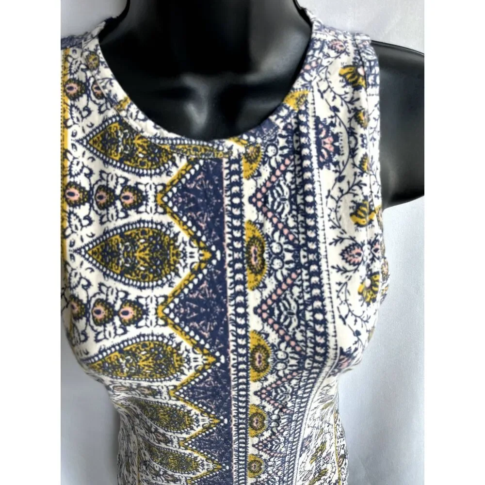 Intimately Free People Paisley Cotton Tank Top Sze XS Boho Keyhole Back Bohemian
